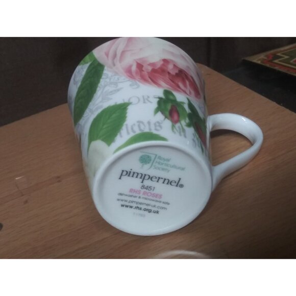 Royal Horticultural Society Pimpernel Tea Cup Antique Roses 8451 cream pink grn - Picture 9 of 11